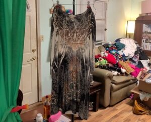 Elegant Black and White Midi Dress